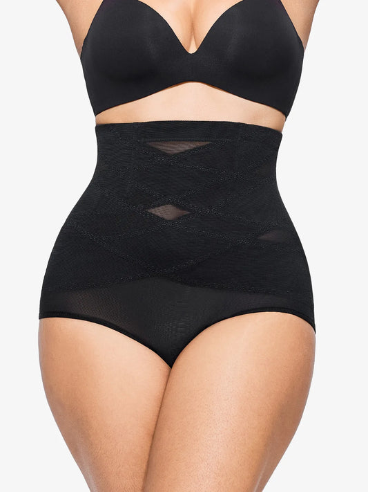 Cueca Modeladora de Cintura Alta com Barbatanas de Aço