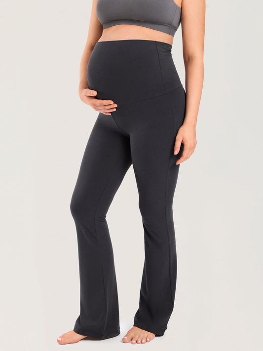 Calças de Maternidade Flare com Cintura Dobrável em Algodão