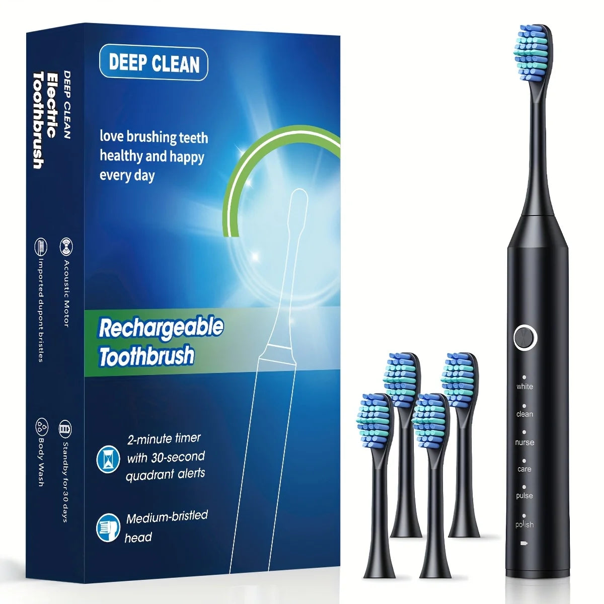 New 2025 Sonic Electric Toothbrush Adult Timer Brush 6 Mode USB Charger Rechargeable Tooth Brushes Replacement Heads Set
