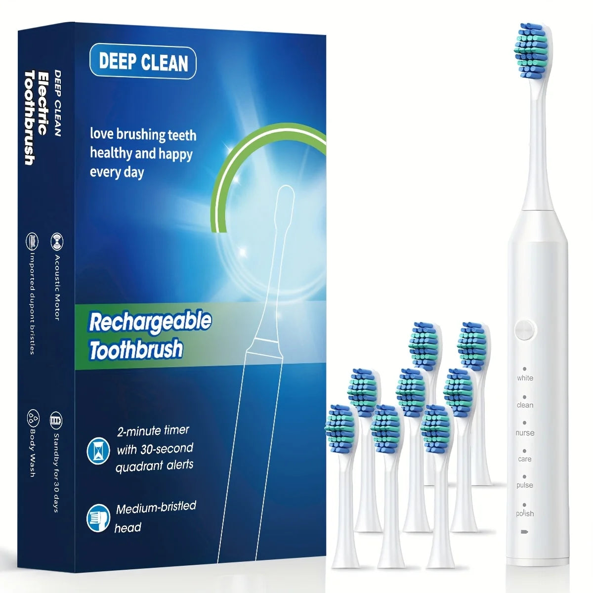 New 2025 Sonic Electric Toothbrush Adult Timer Brush 6 Mode USB Charger Rechargeable Tooth Brushes Replacement Heads Set