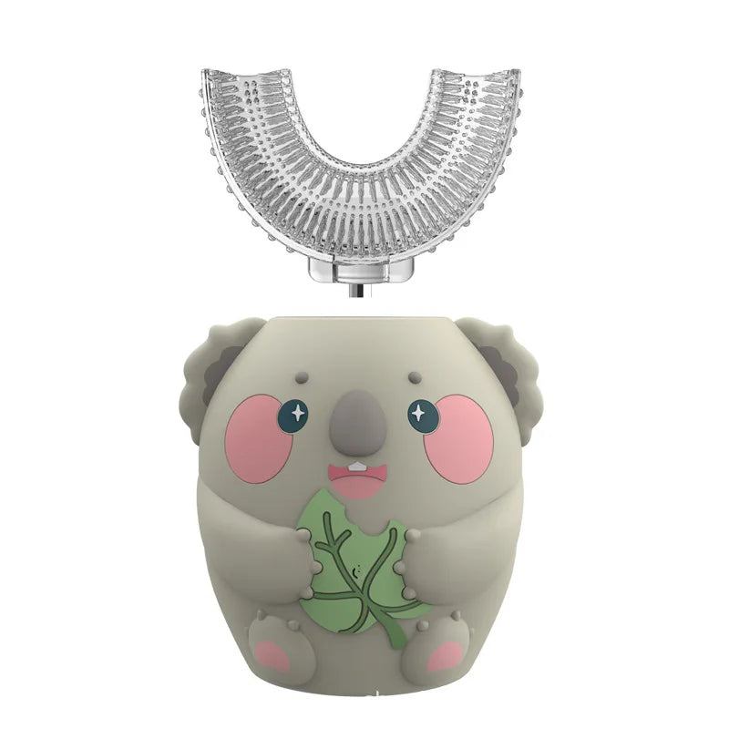 360° Sonic Electric Toothbrush for Kids Children U Shape Automatic Silicone Tooth Brush Smart Timer Rechargeable Blue Light IPX7