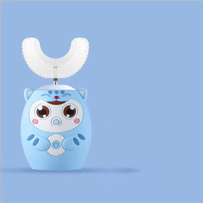 360° Sonic Electric Toothbrush for Kids Children U Shape Automatic Silicone Tooth Brush Smart Timer Rechargeable Blue Light IPX7